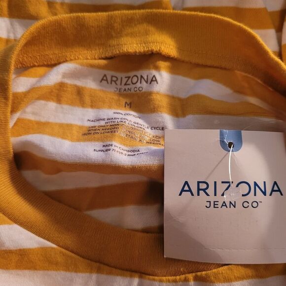 💞3 for $20💞 Arizona Jean  Co Gold Striped Long Sleeve Top Size M - Picture 4 of 5